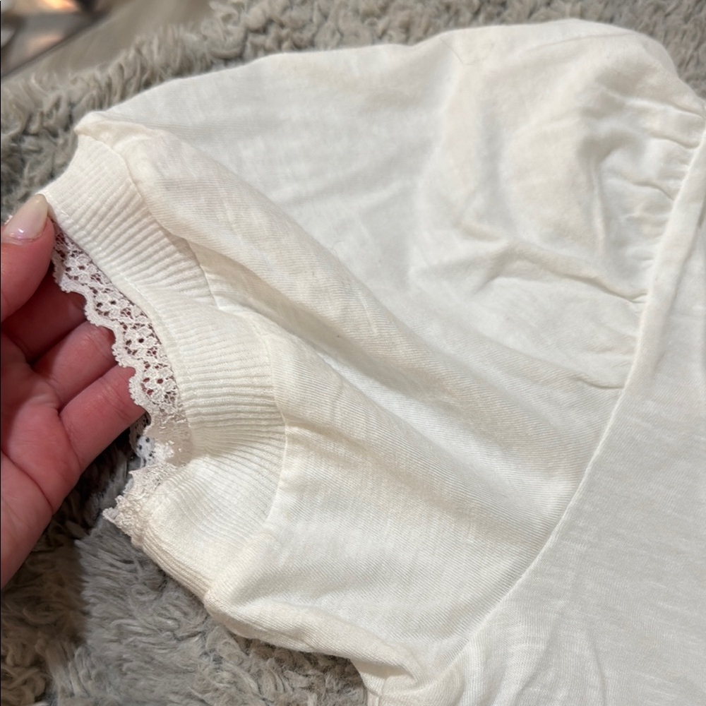 Aerie White Lace Accent Blouse - Picture 5 of 7